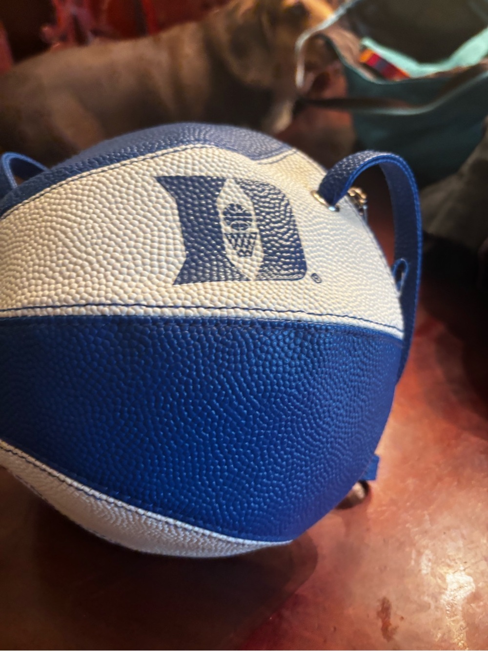 Duke Blue and White Basketball Tote Bag